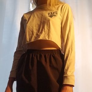 White Vans Ling Sleeve Crop Top